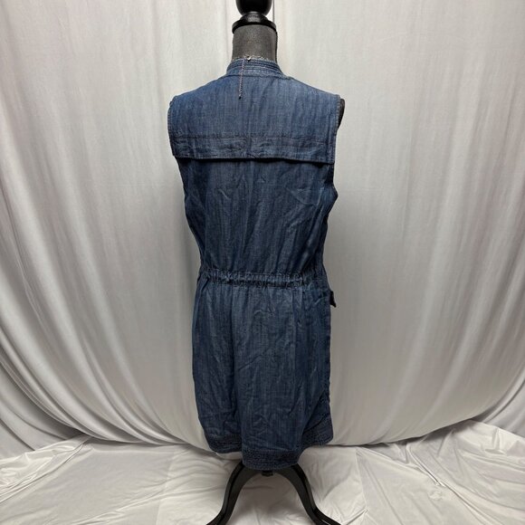 GAP Sleeveless Chambray Long Duster Vest Womens Sz Small Open Front Lightweight - Picture 5 of 8
